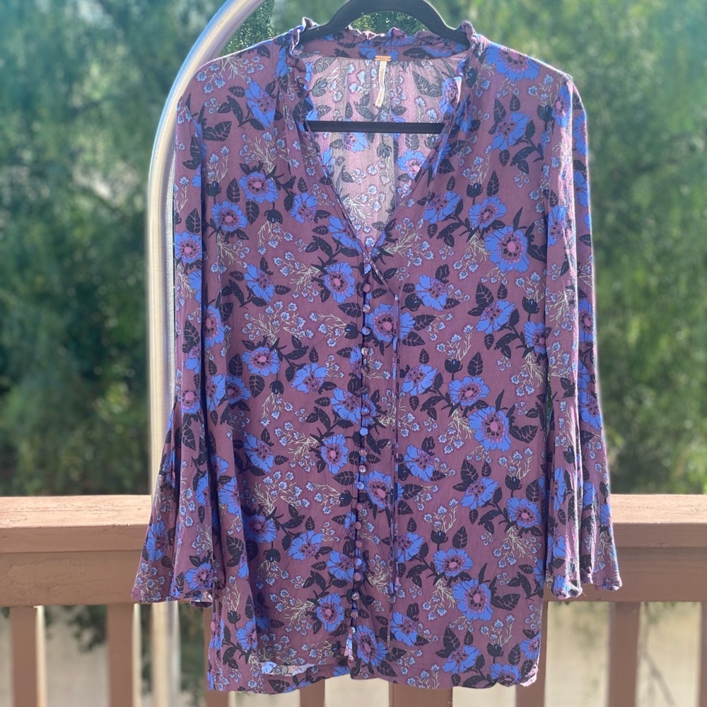 Free People Floral Print Top